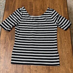 Banana Republic Black and White Striped Tee